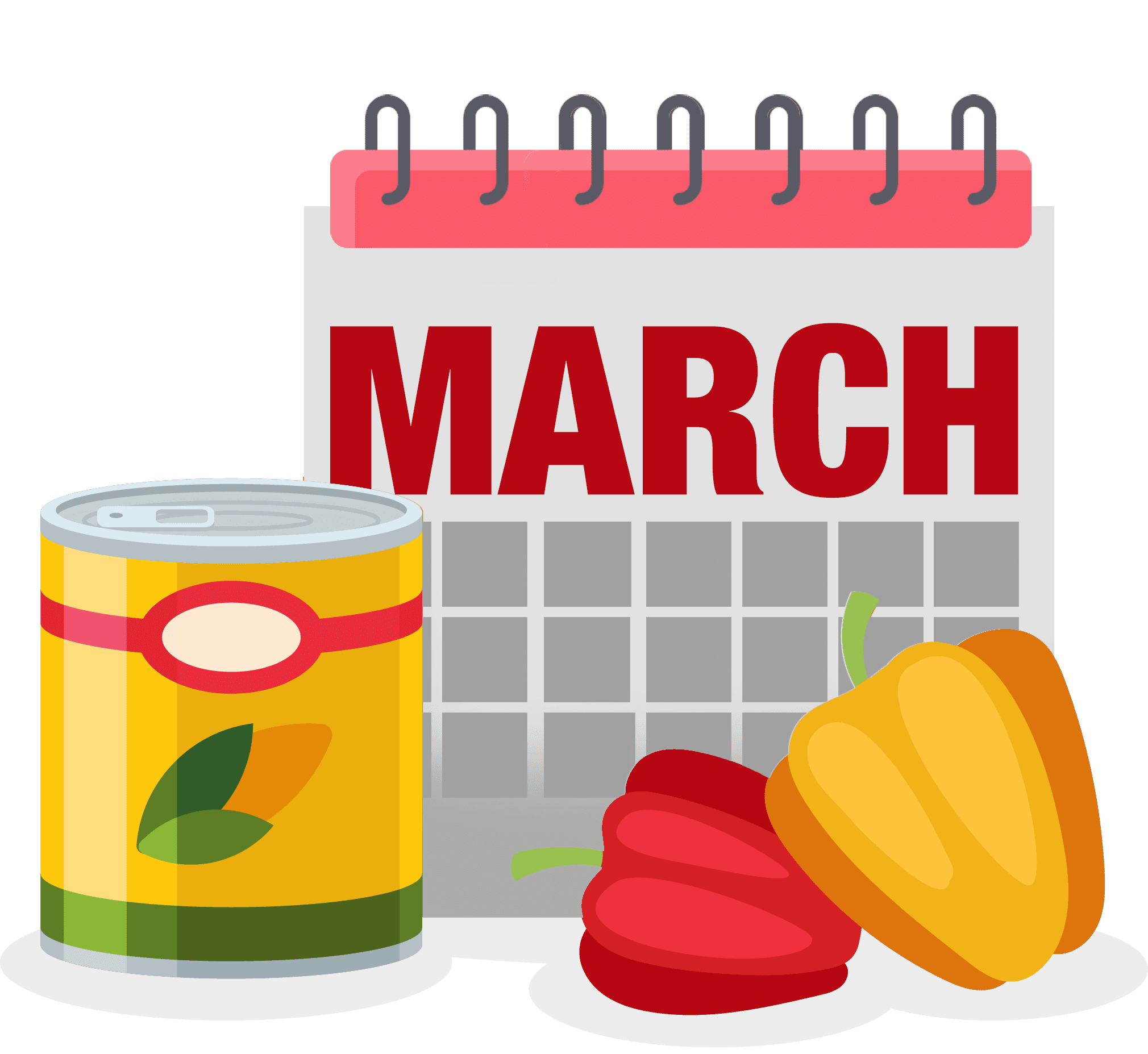 Calendar with food items